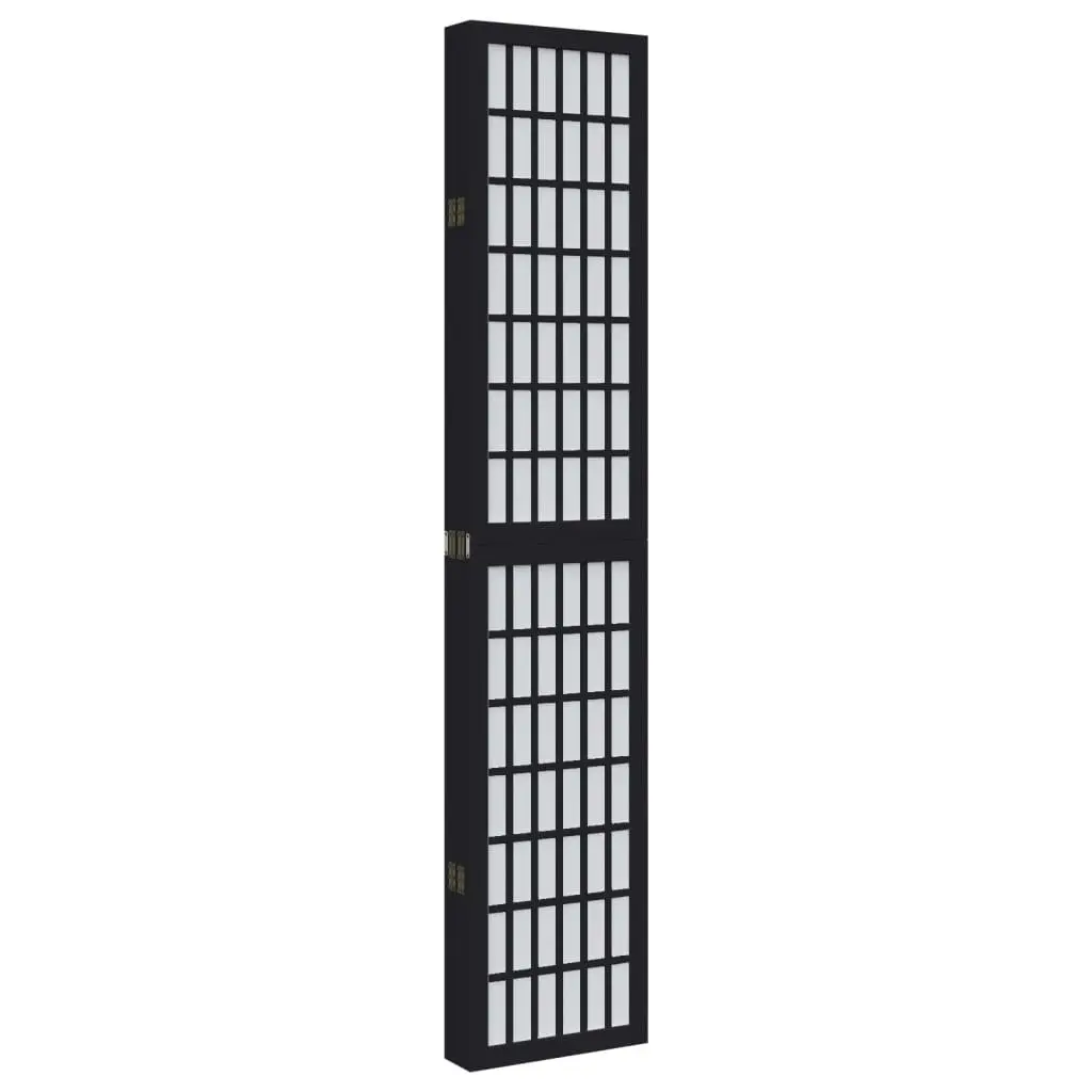 Black 6-Panel Room Divider with Durable Wood Frame