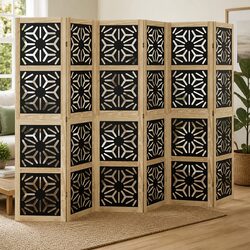 Elegant 6 Panel Folding Room Divider for Indoor Spaces