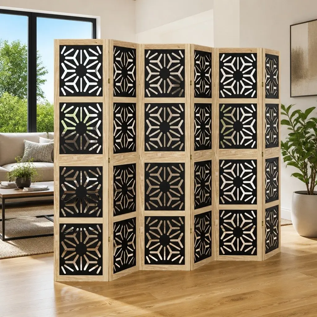 6-Panel Folding Room Divider with Sturdy Frame