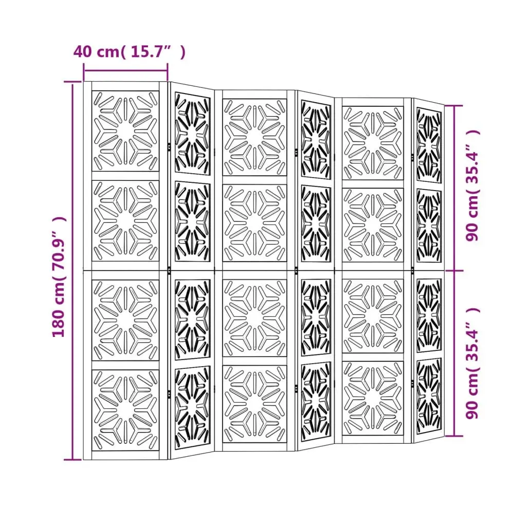 6-Panel Folding Room Divider with Sturdy Frame