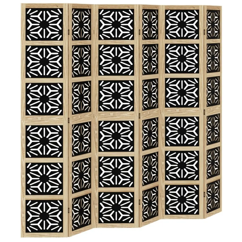 6 Panel Folding Room Divider with Geometric Cut-Outs