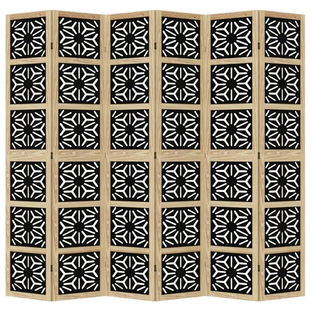 6 Panel Folding Room Divider with Geometric Cut-Outs