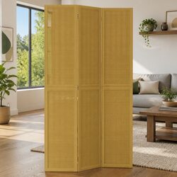 3-Panel Folding Privacy Screen in Solid Paulownia Wood