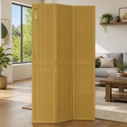 3-Panel Folding Privacy Screen in Solid Paulownia Wood
