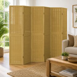 Elegant 6-Panel Brown Folding Privacy Screen for Rooms