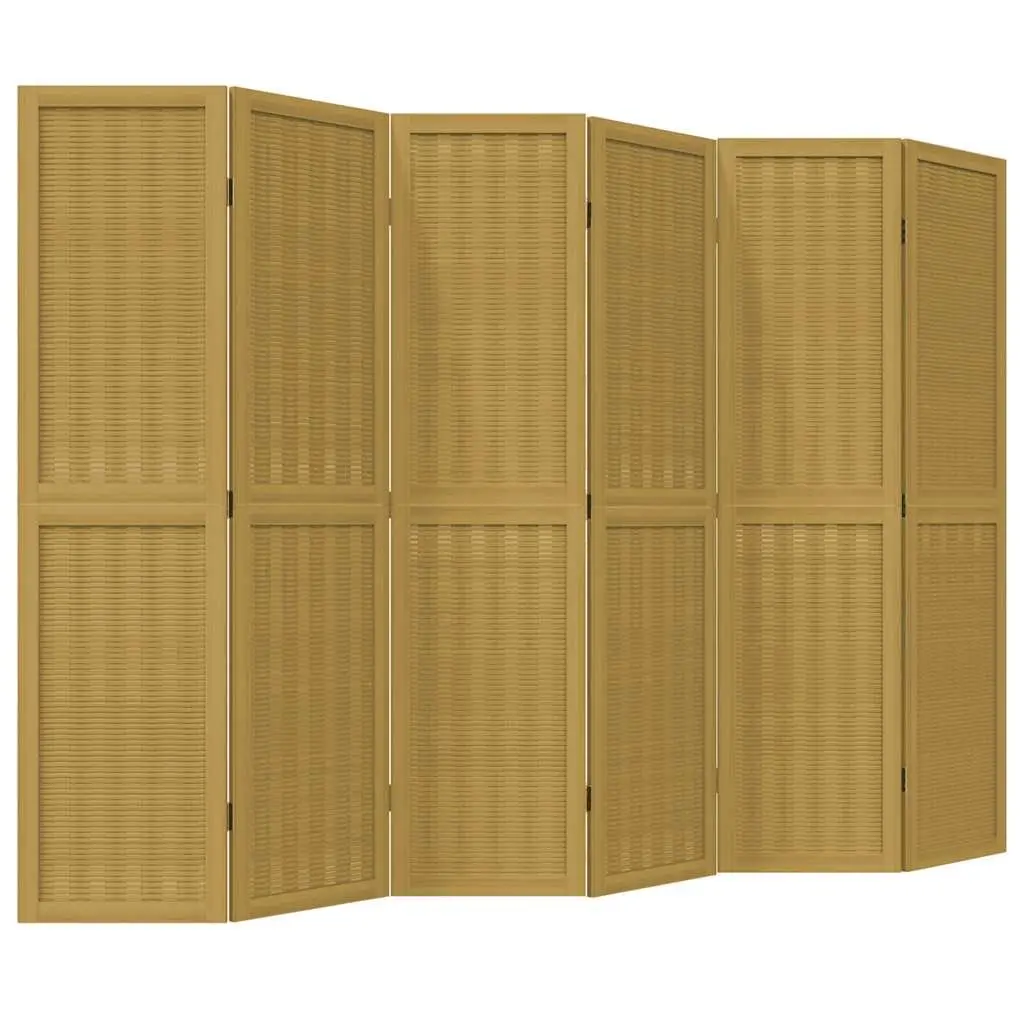 6-Panel Brown Folding Privacy Screen for Rooms