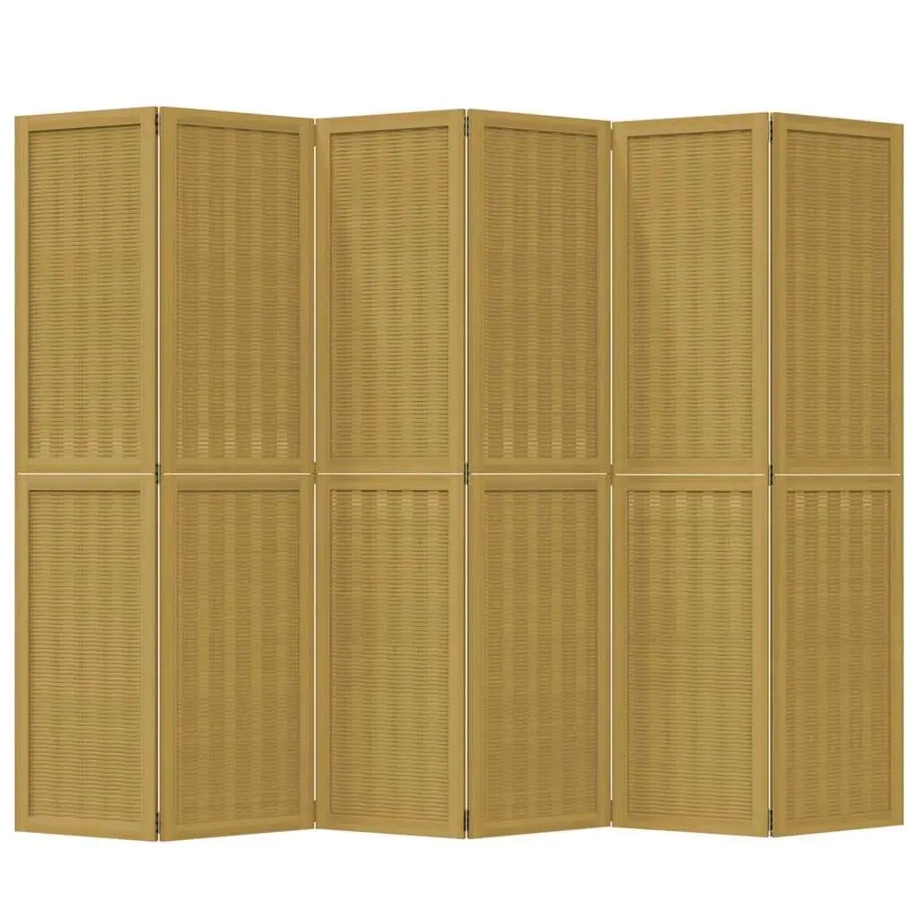 6-Panel Brown Folding Privacy Screen for Indoors