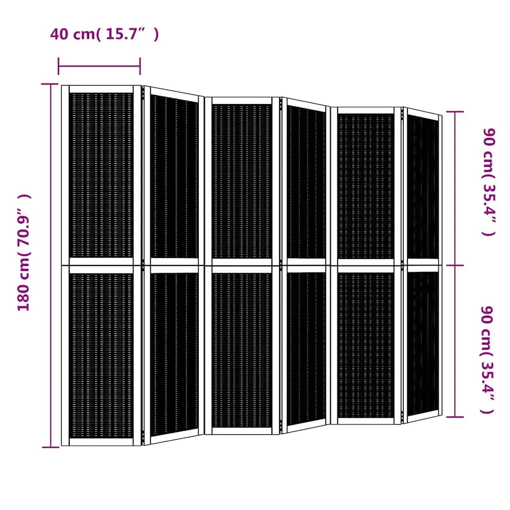 6-Panel Brown Folding Privacy Screen for Indoors