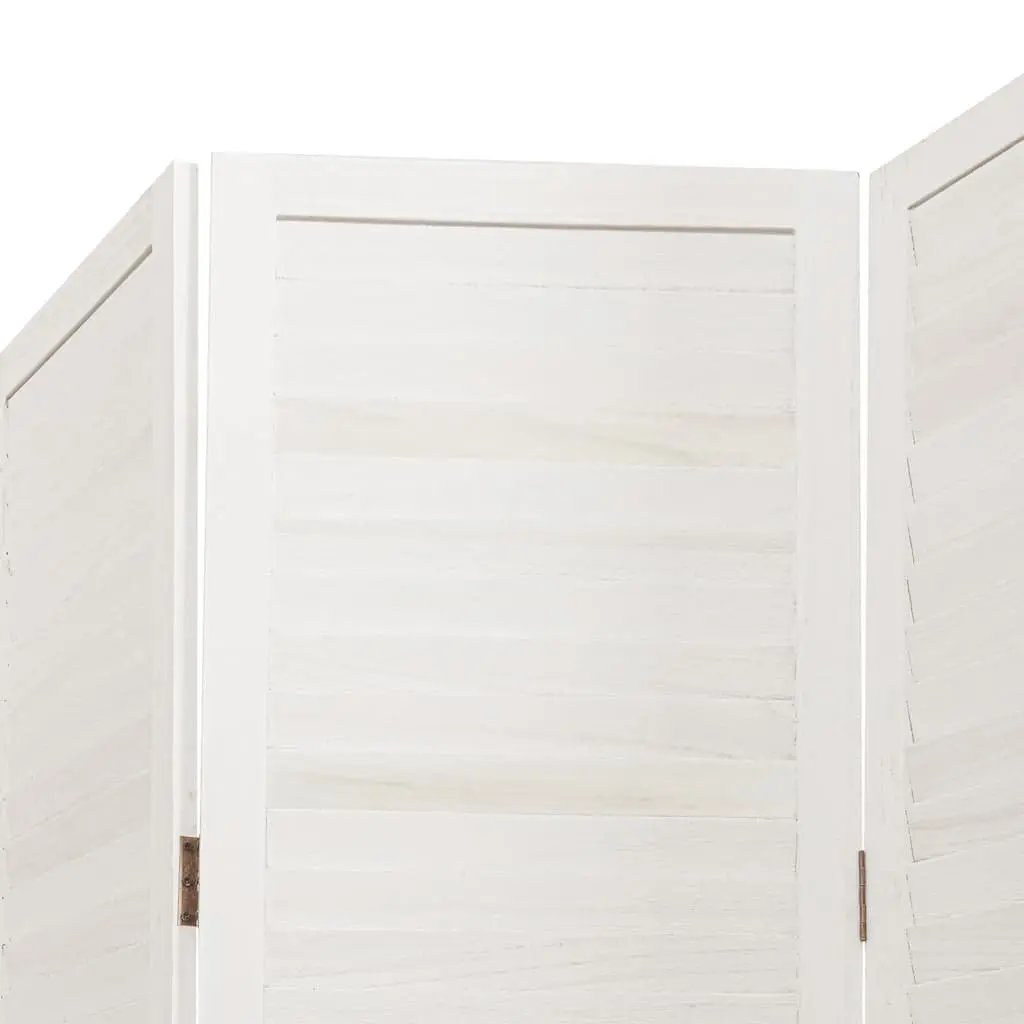 Room Divider Solid Paulownia Wood 3 Panels White Folding Privacy Screen
