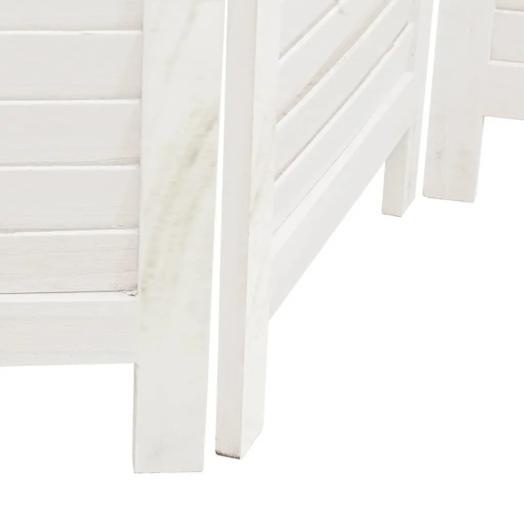 Room Divider Solid Paulownia Wood 3 Panels White Folding Privacy Screen