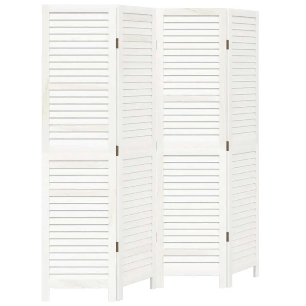 4-Panel White Folding Room Divider