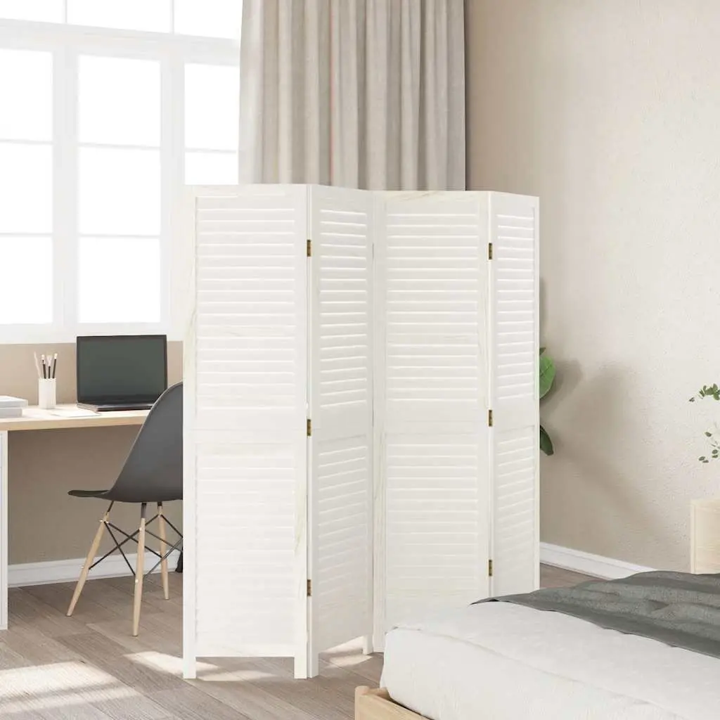 4-Panel White Folding Room Divider