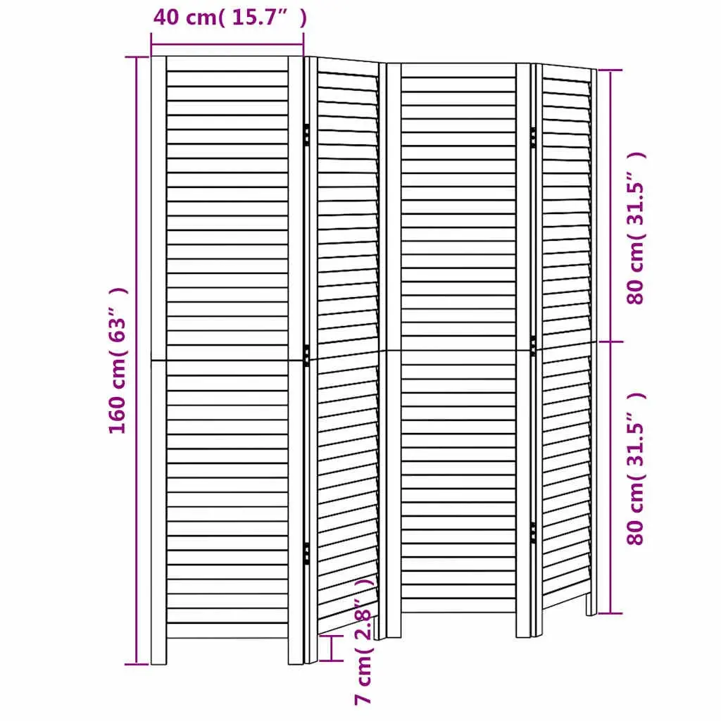 4-Panel White Folding Room Divider