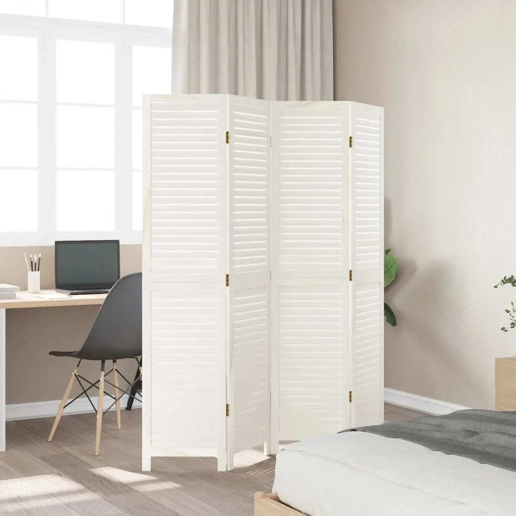 4-Panel White Folding Privacy Screen