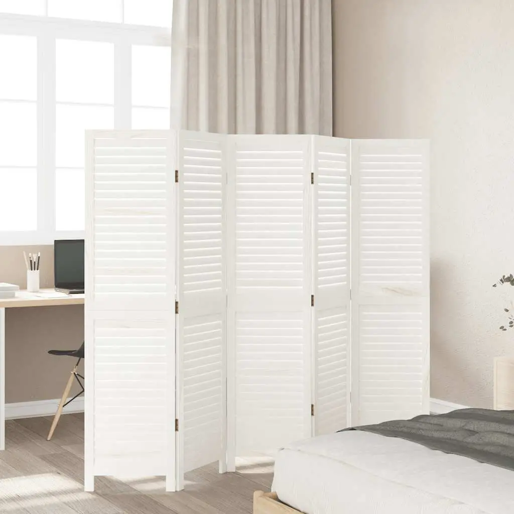 5-Panel White Folding Privacy Screen