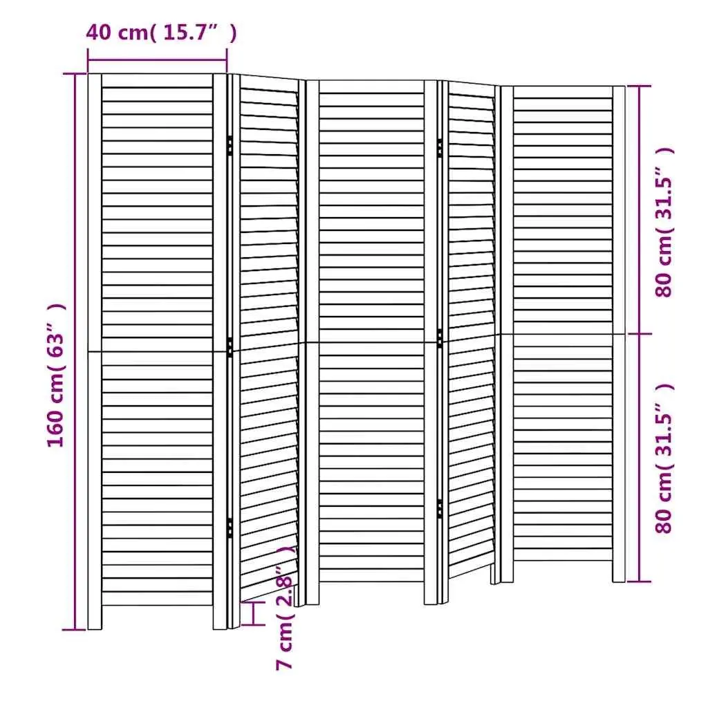 5-Panel White Folding Privacy Screen