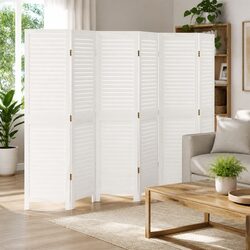 Sturdy 6 Panel Folding Screen Room Divider in White