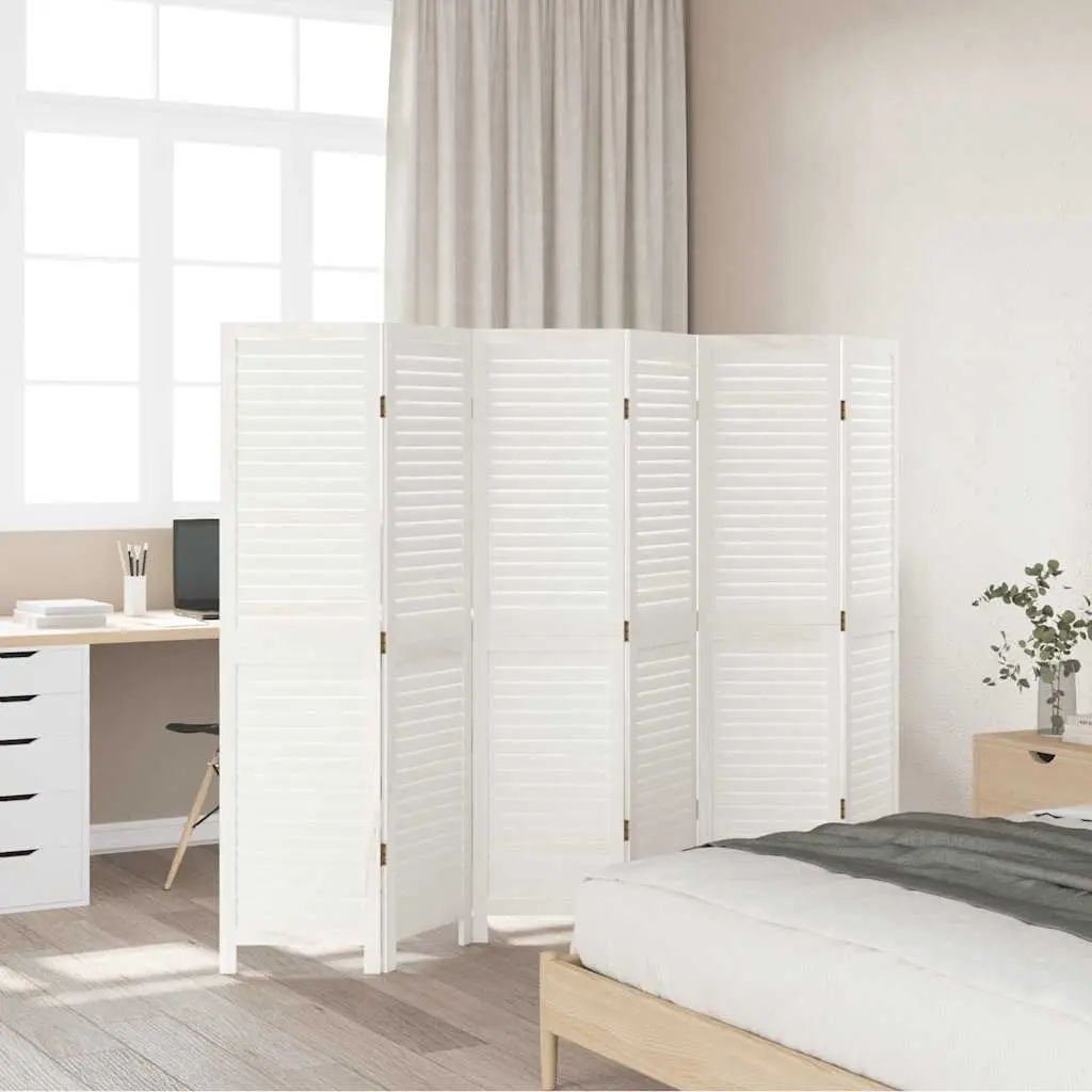 6 Panel Folding Screen Room Divider in White