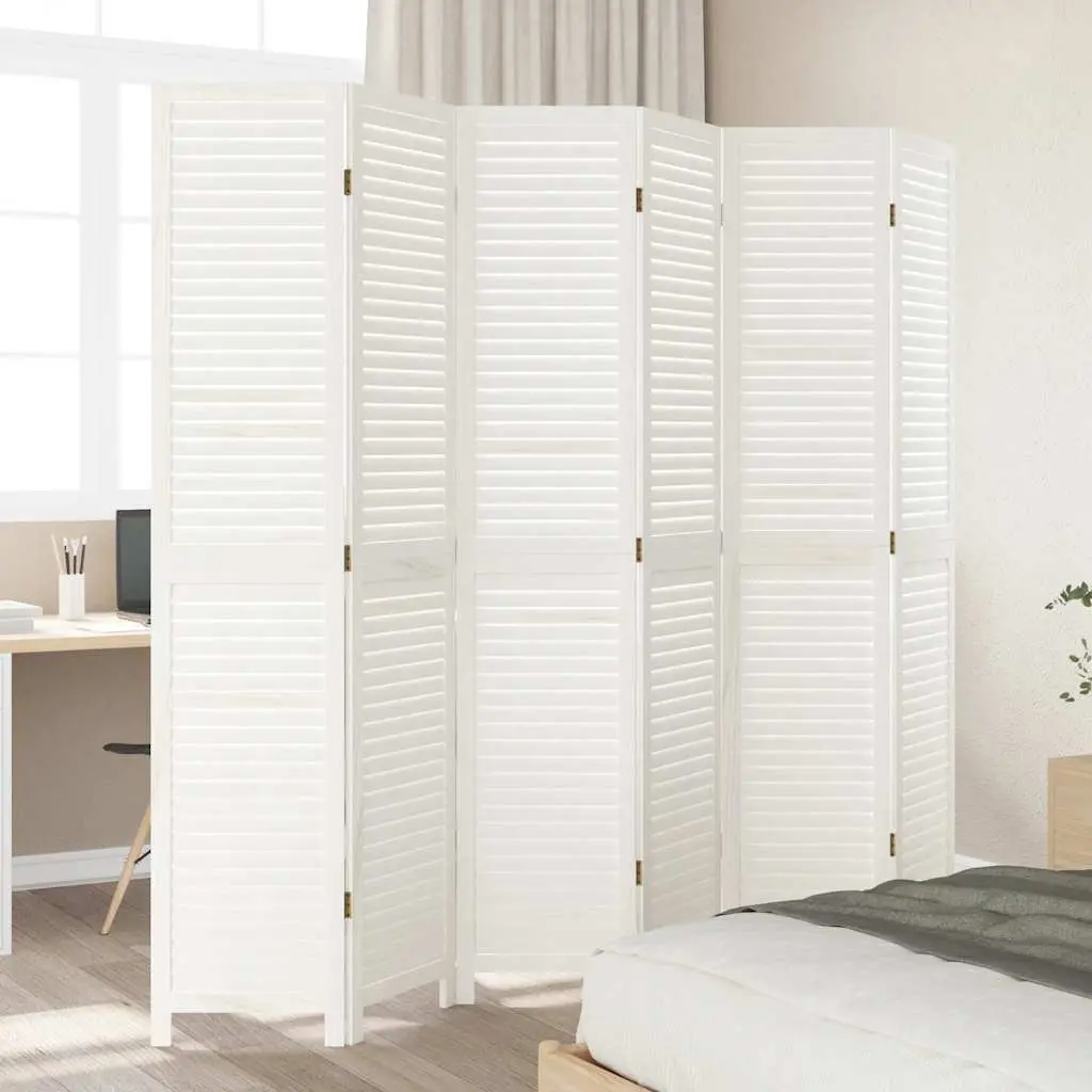 6-Panel White Solid Wood Room Divider