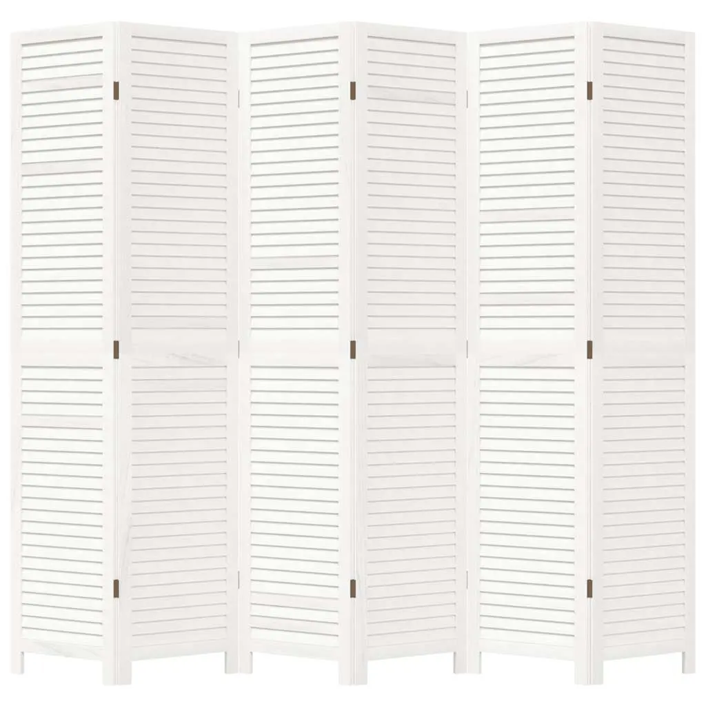 6-Panel White Solid Wood Room Divider