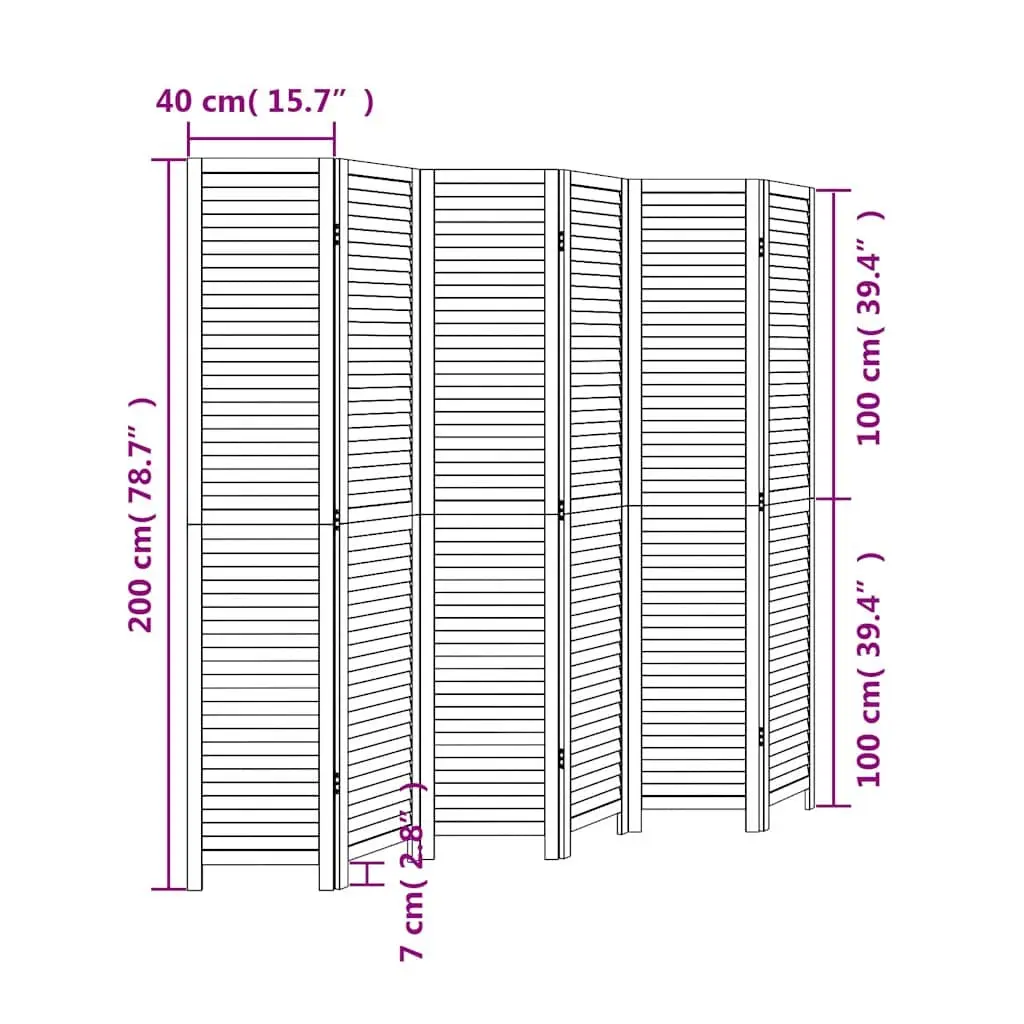 6-Panel White Solid Wood Room Divider