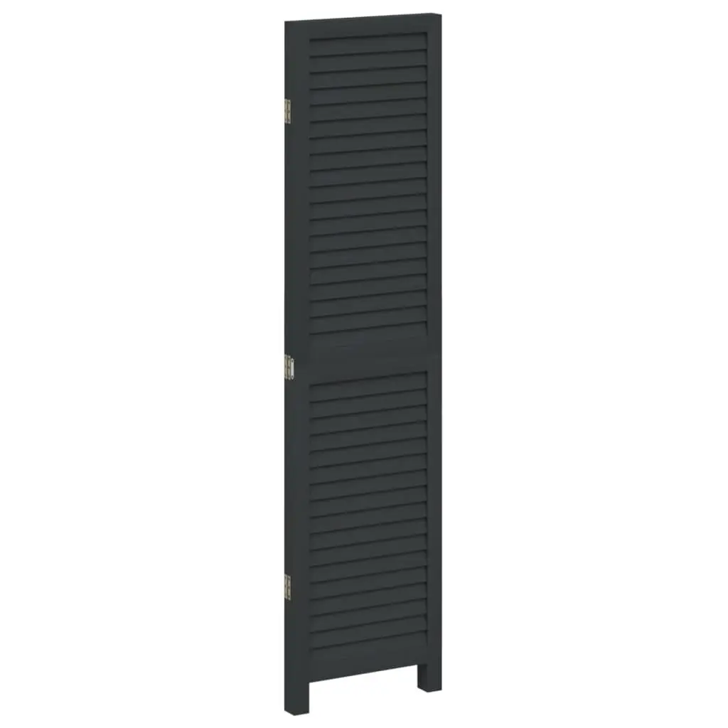 Black Solid Wood Room Divider with 3 Panels