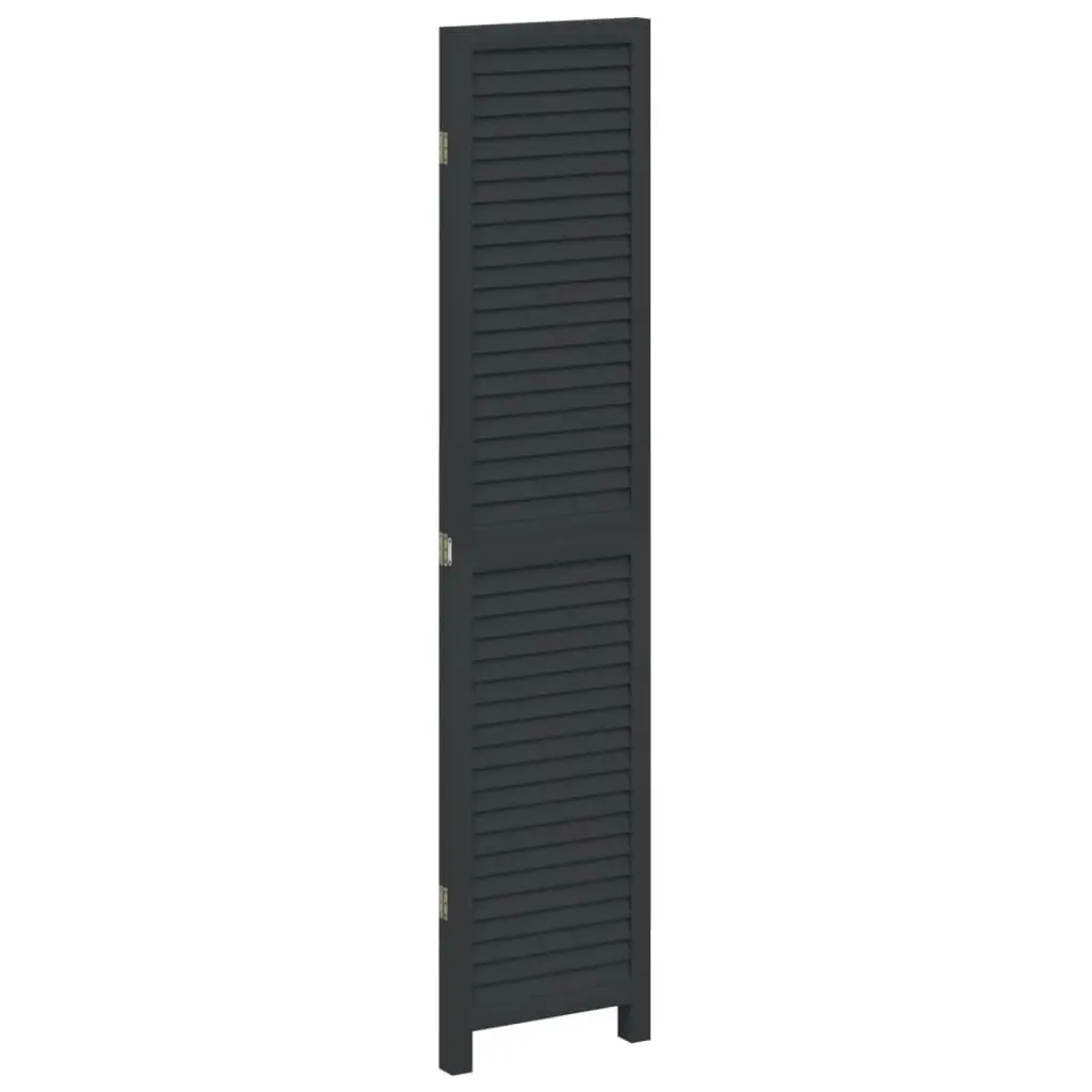 3-Panel Black Solid Wood Folding Screen