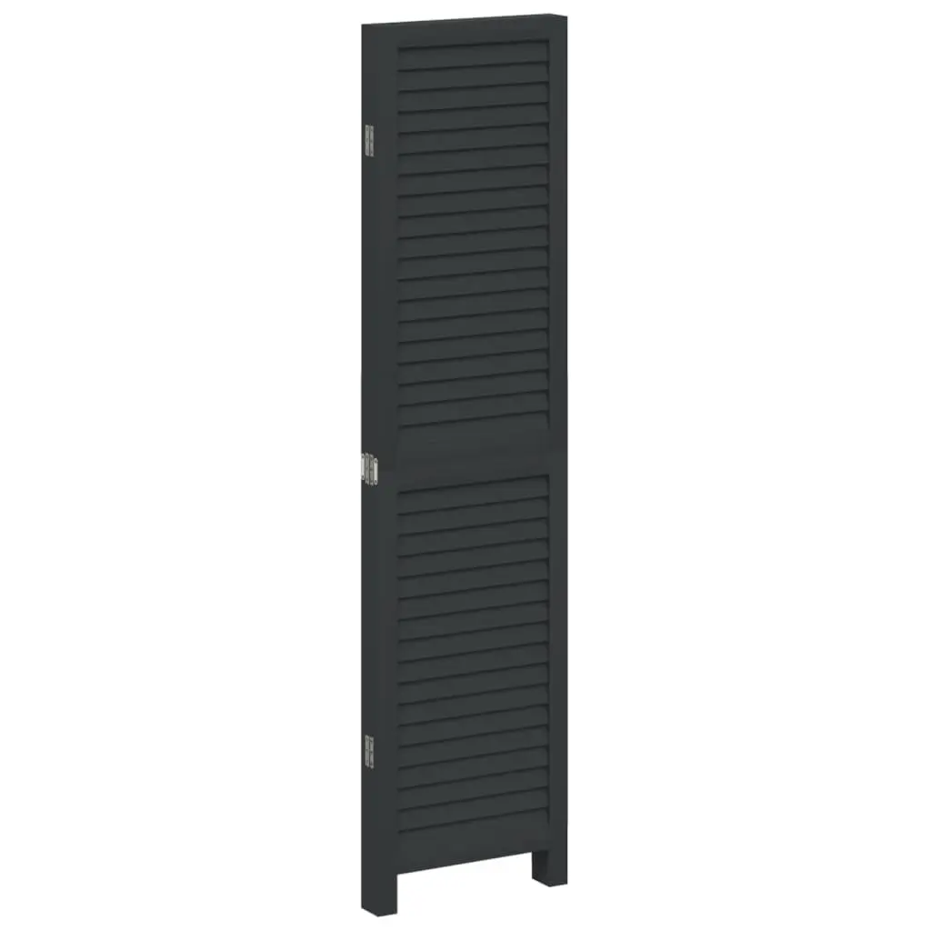 4-Panel Black Paulownia Wood Room Divider