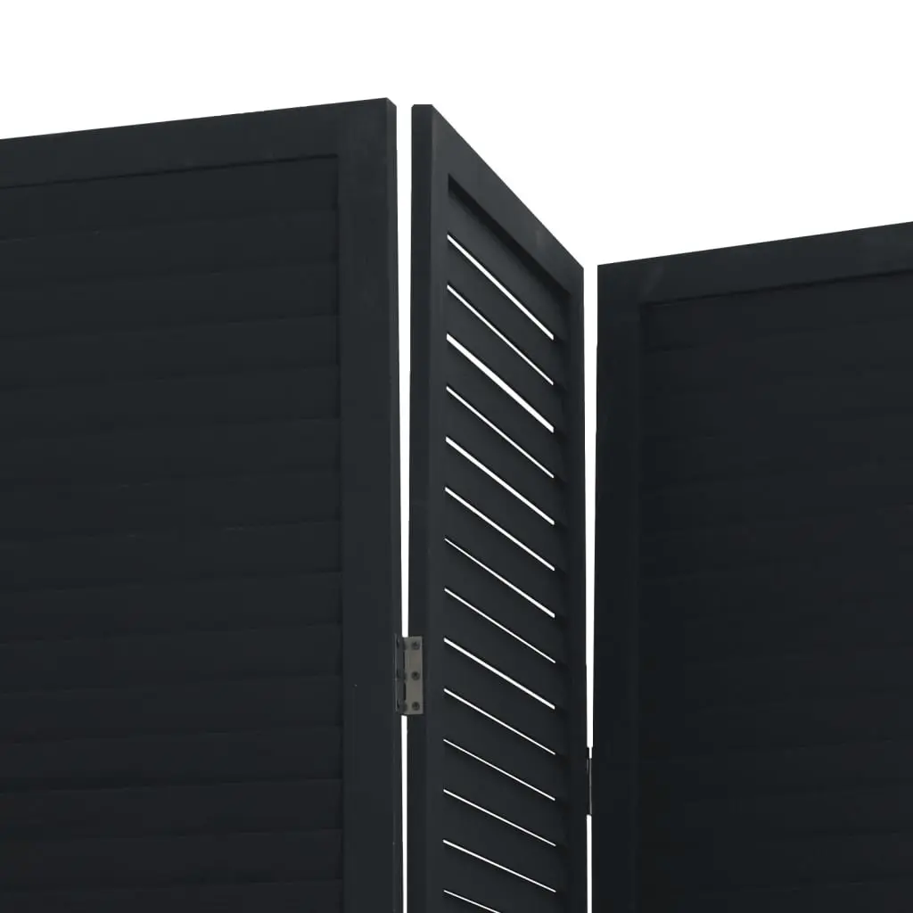 4-Panel Black Paulownia Wood Room Divider