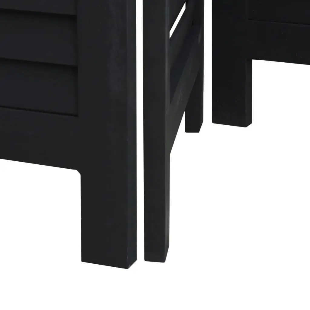4-Panel Black Paulownia Wood Room Divider