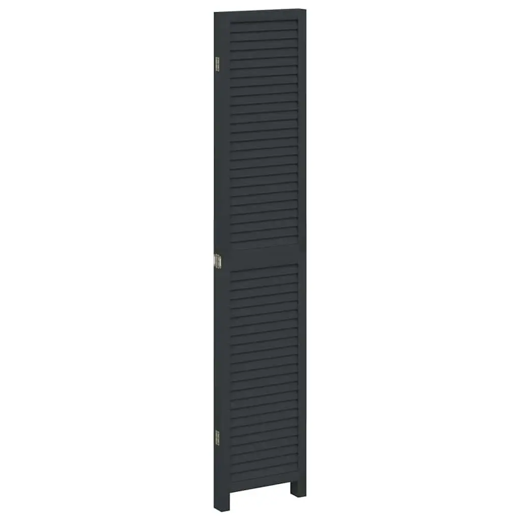 4-Panel Black Paulownia Wood Folding Screen