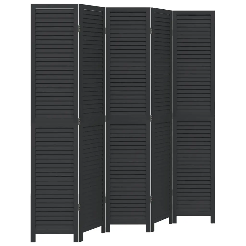 5-Panel Black Folding Privacy Screen Divider
