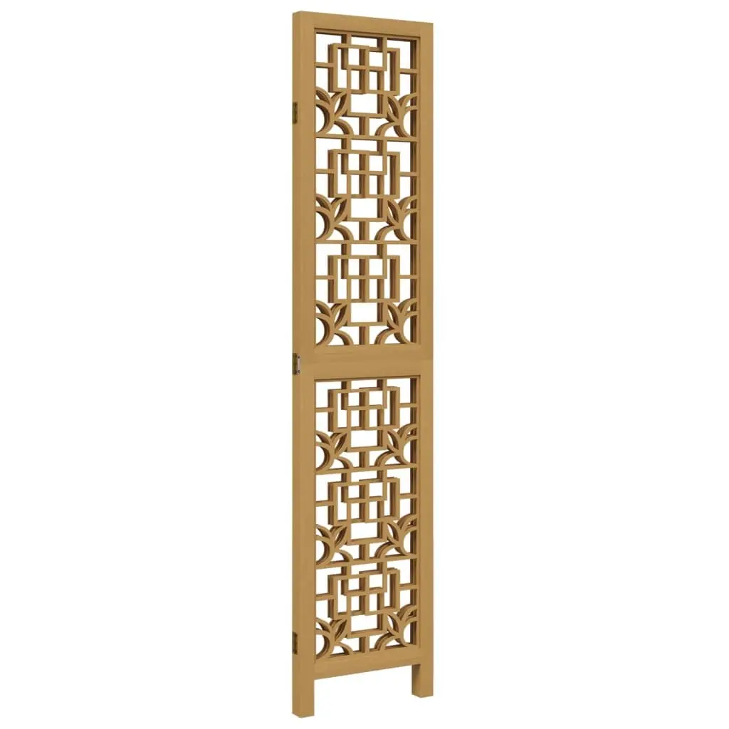 Room Divider Solid Wood 3 Panel Folding Privacy Screen Brown Paulownia Partition