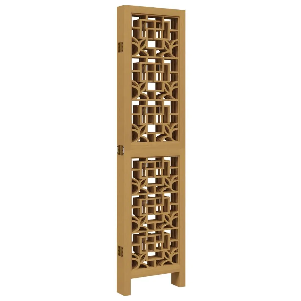 Brown Solid Paulownia Wood 6-Panel Room Divider