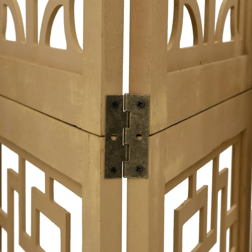 Brown Solid Paulownia Wood 6-Panel Room Divider