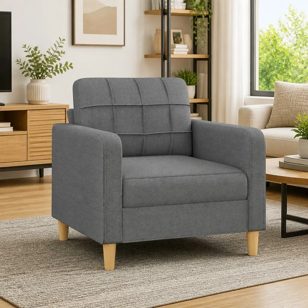 Grey Fabric Sofa Chair with Padded Comfort
