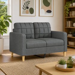 Stylish 2-Seater Sofa Grey Fabric with Strong Metal Frame