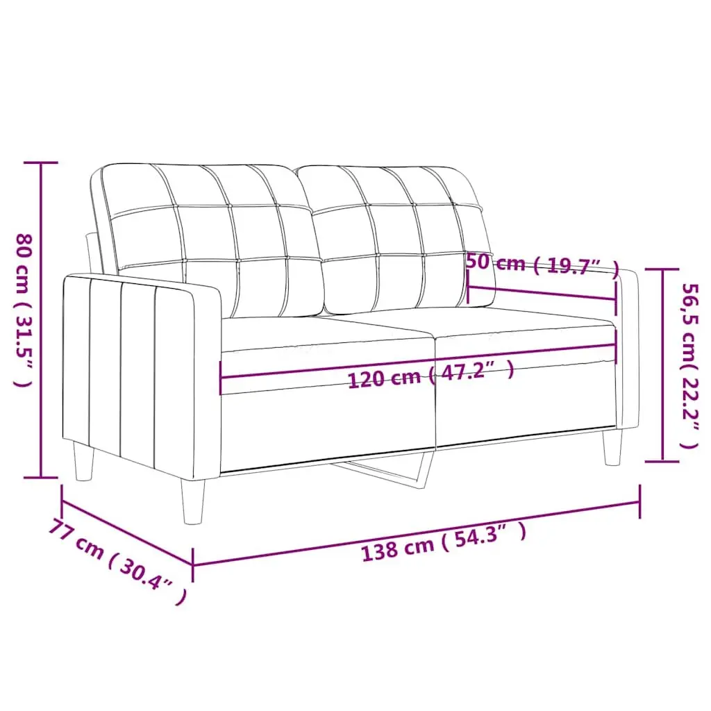 2-Seater Sofa Grey Fabric with Strong Metal Frame