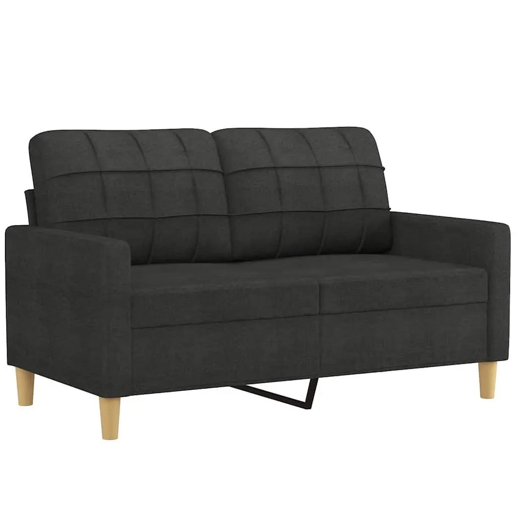 2-Seater Sofa Fabric 120cm Black Modern Lounge Couch