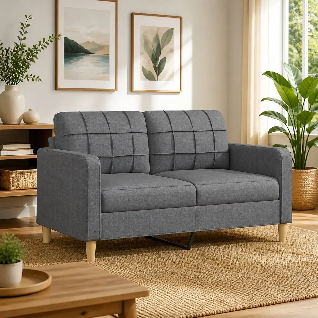 2-Seater Sofa Fabric 140cm Grey