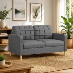 Durable 2-Seater Sofa in Grey Fabric for Modern Living