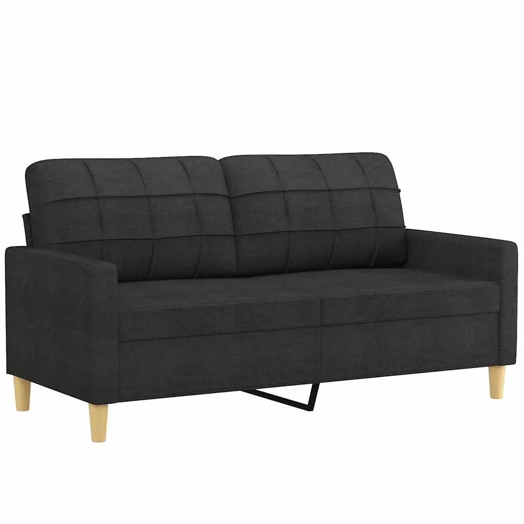 2-Seater Sofa Fabric 140cm Black