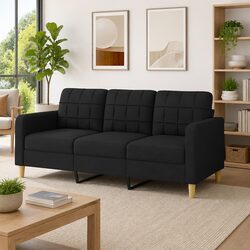 Durable 3-Seater Black Sofa 180cm for Modern Spaces