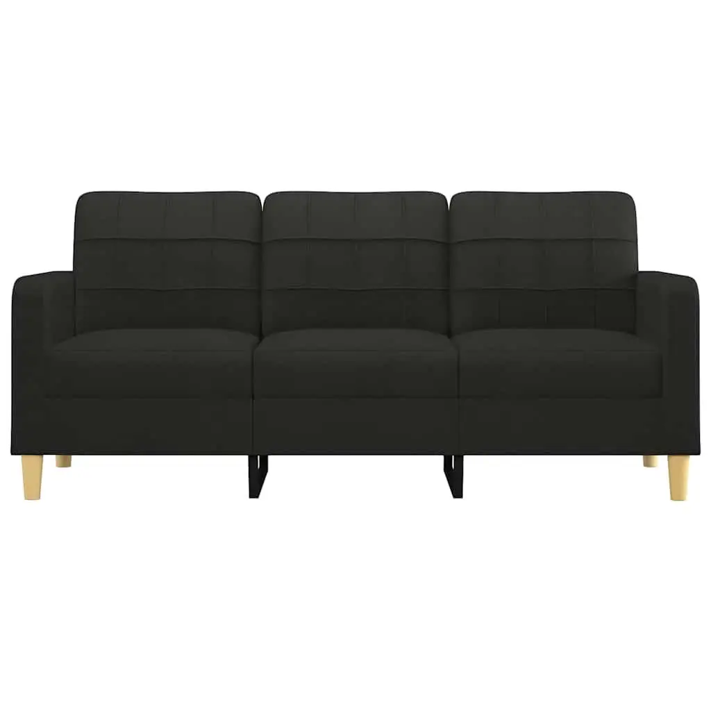 3-Seater Sofa Black 180cm Modern Living Room Couch Fabric Lounge Furniture