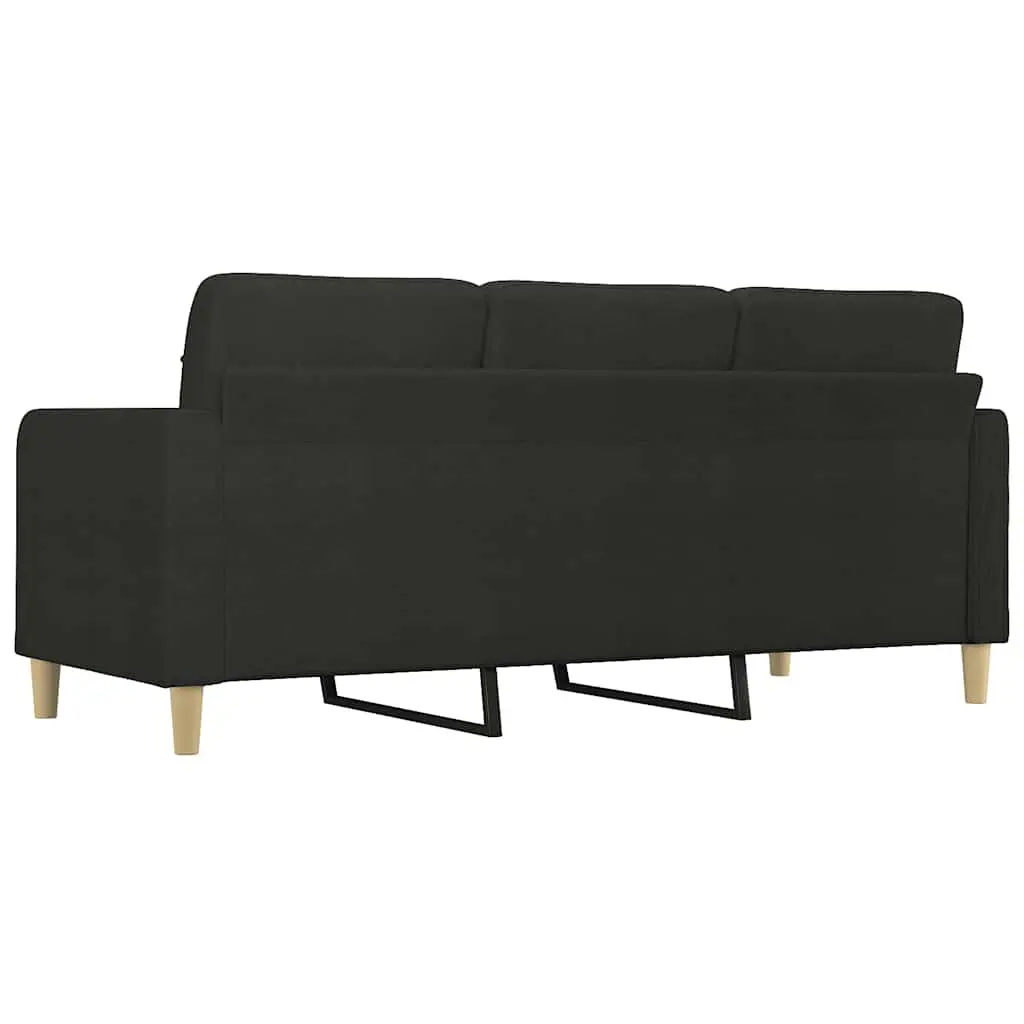 3-Seater Sofa Black 180cm Modern Living Room Couch Fabric Lounge Furniture