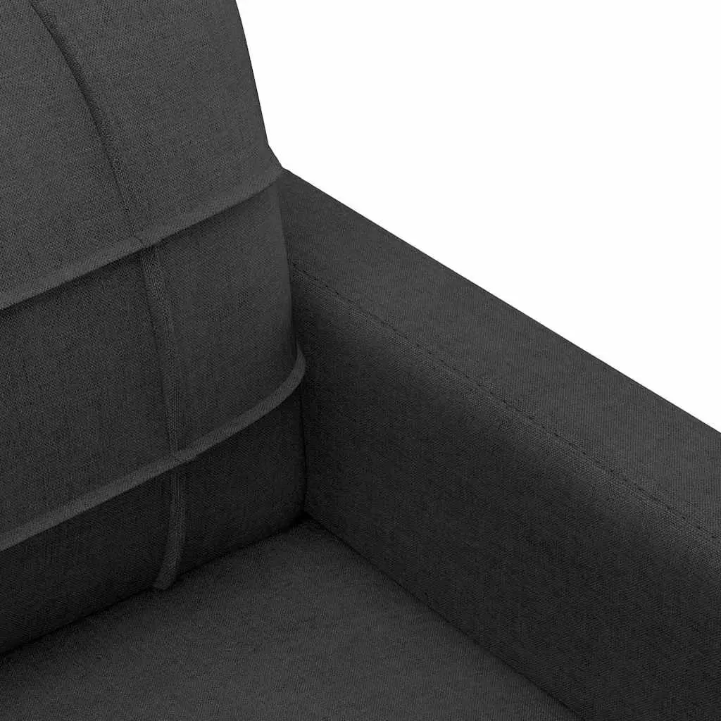 3-Seater Sofa Black 180cm Modern Living Room Couch Fabric Lounge Furniture