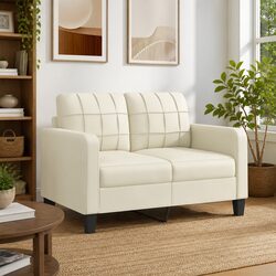 Cream Faux Leather 2-Seater Sofa for Modern Living Rooms