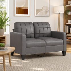 Grey Faux Leather 2-Seater Sofa 120cm for Living Spaces