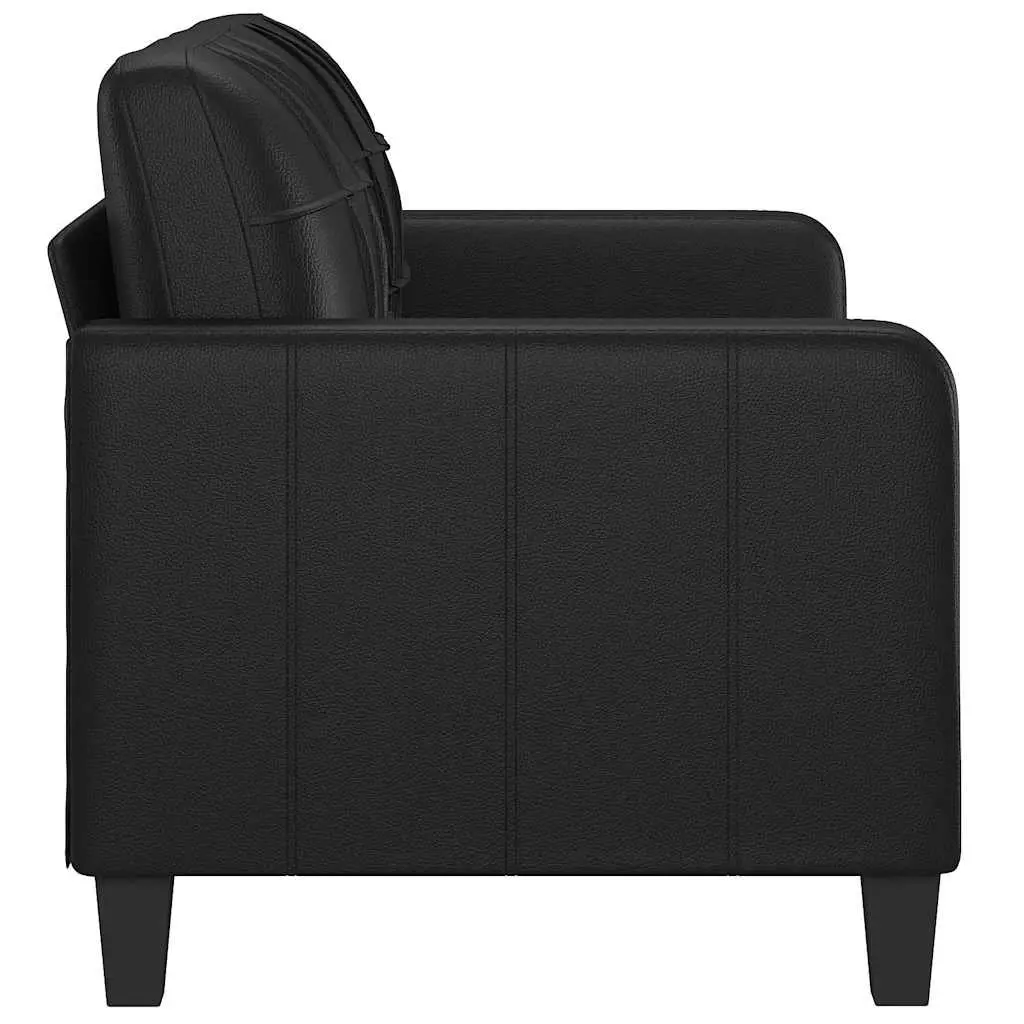 2-Seater Sofa Faux Leather 140cm Black
