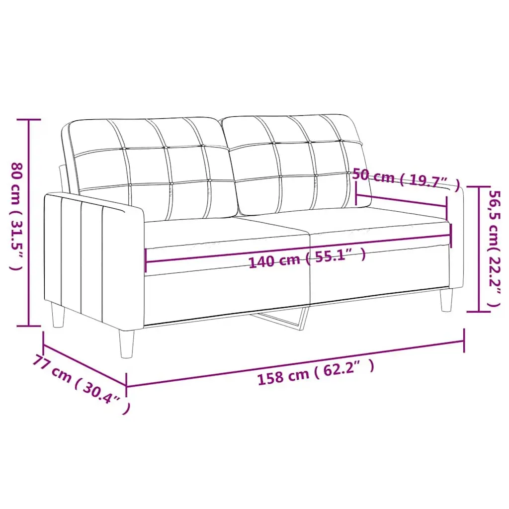 2-Seater Sofa Faux Leather 140cm Black